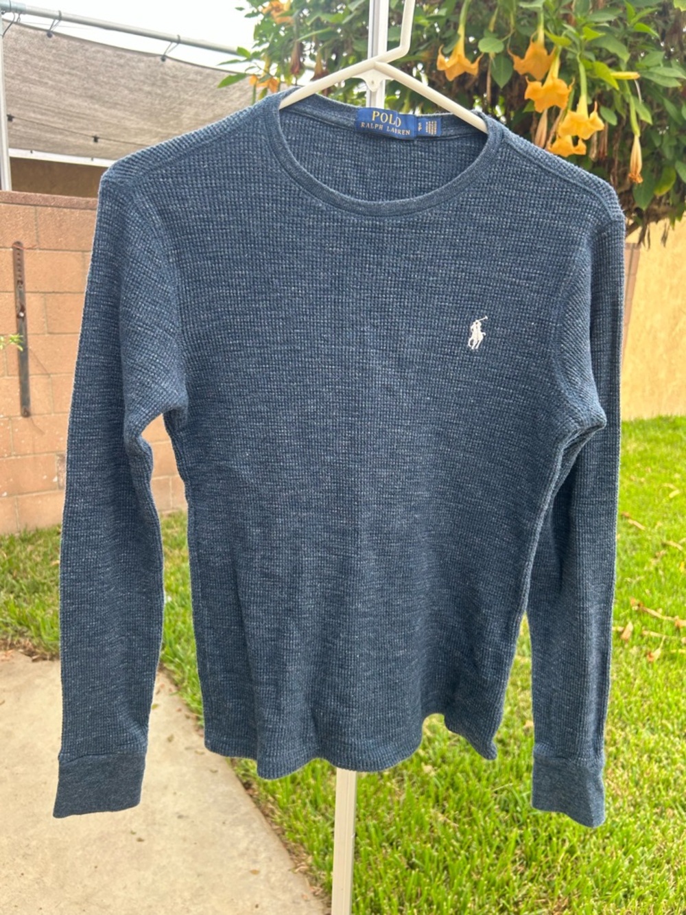 Polo by Ralph Lauren Navy Blue Waffle-Knit Crewneck Sweater